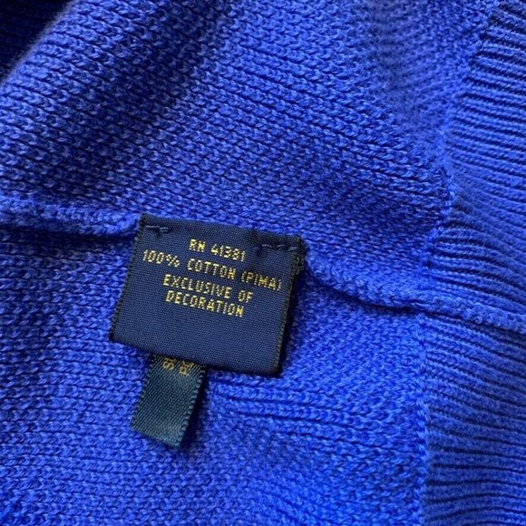 Polo Ralph Lauren Pima Cotton Sweater Pullover Waffle Knit 1/4 Zip Blue XL EUC - Picture 9 of 12